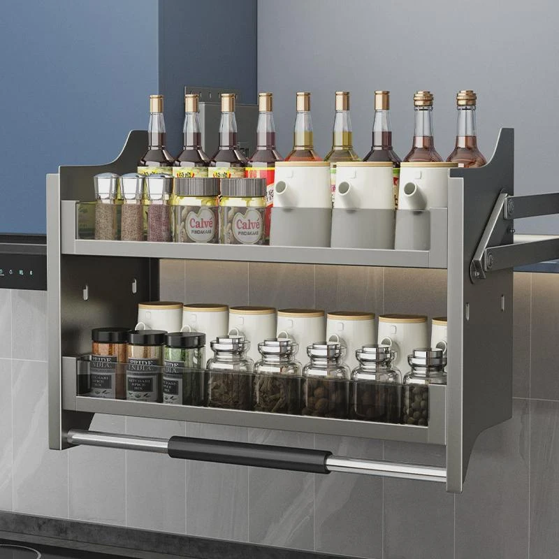 升降拉篮收纳得吊柜升降拉篮厨房橱柜不锈钢升降机橱柜下拉篮