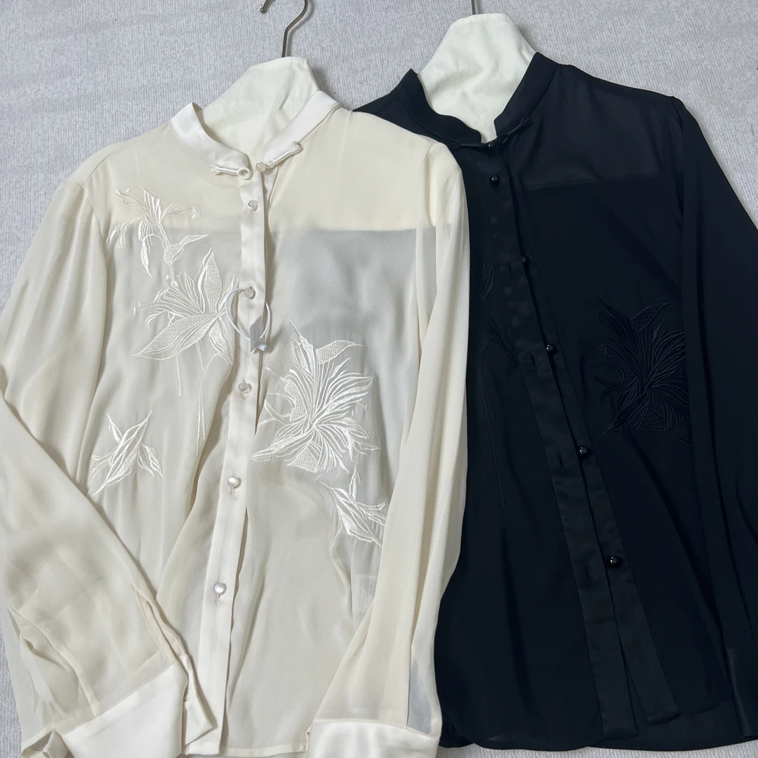 新中式轻国风提花刺绣宽松显瘦摆袖口衬衣770