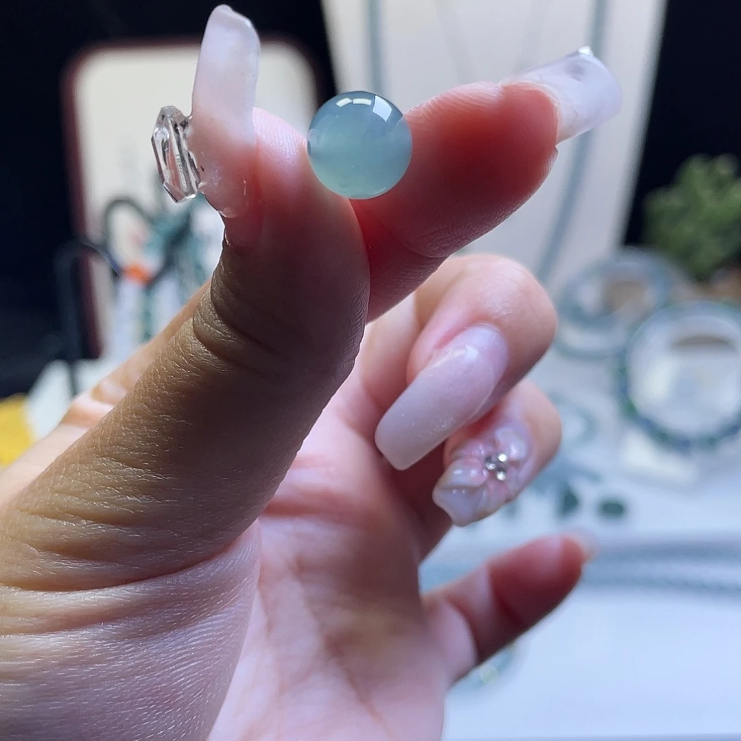 翡翠散珠9.5mm冰胶单珠