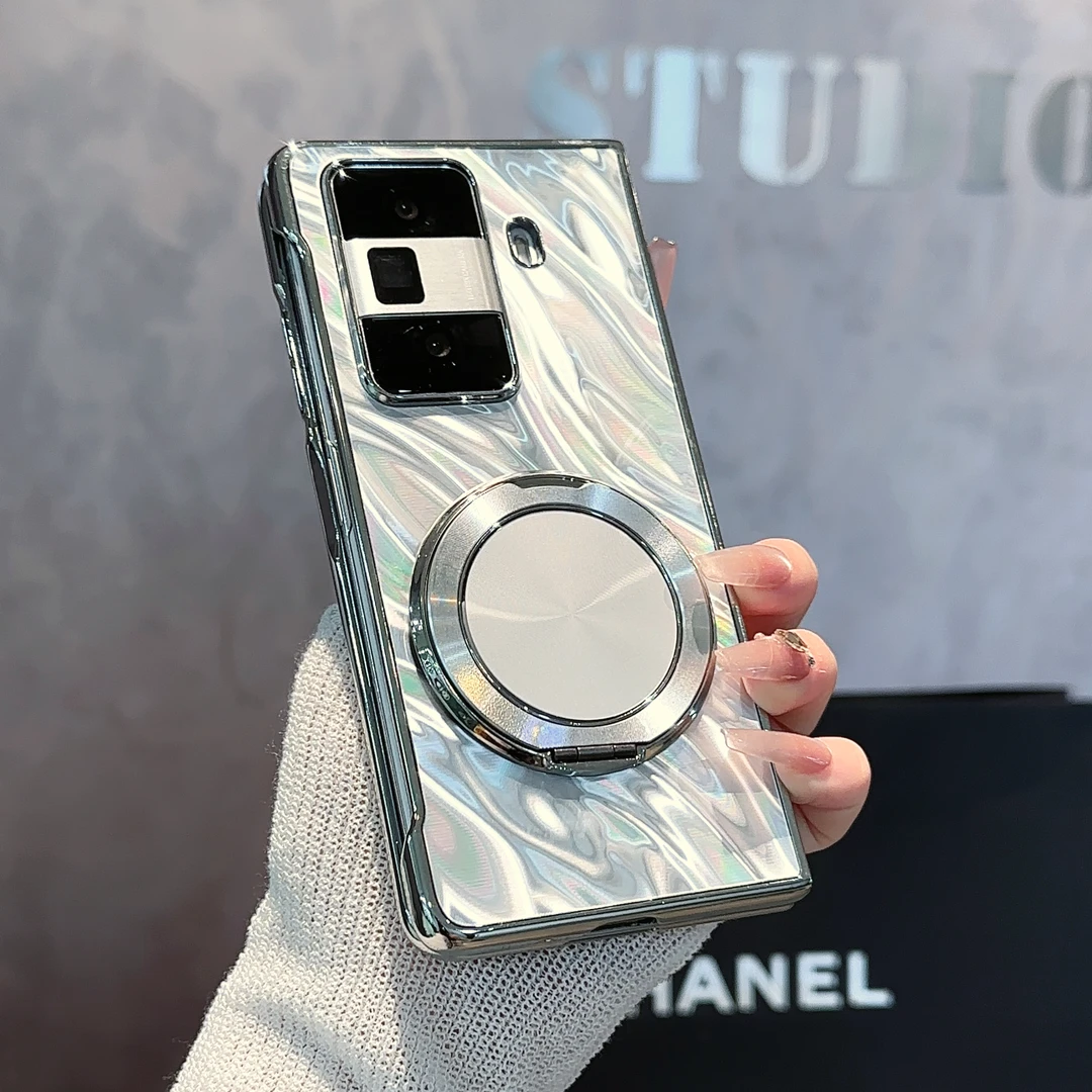 适用于【荣耀MAGICVS3】水波纹电镀折叠高颜值手机壳女款