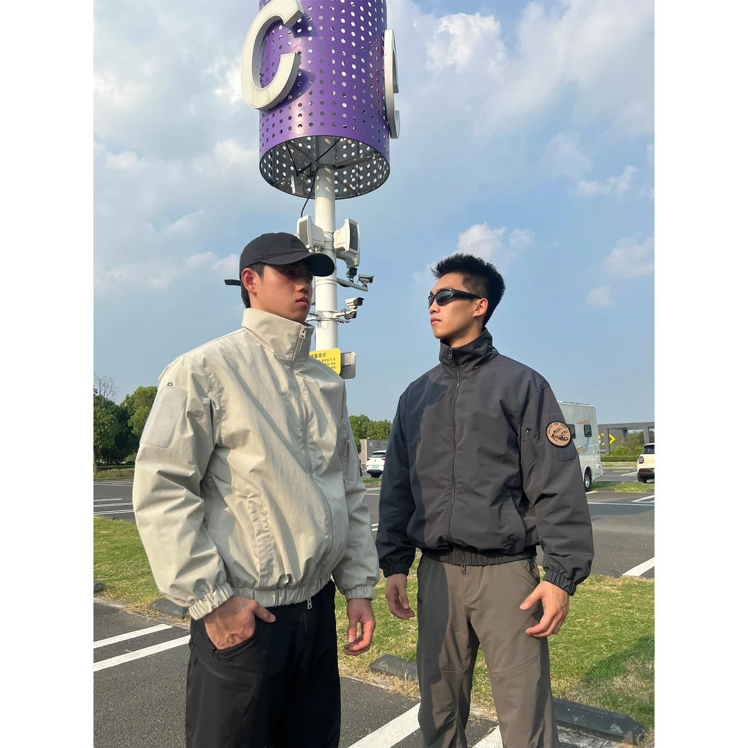 叁超 美式秋冬街头立领阔型薄棉夹克短宽骑行冲锋衣防风防水版型