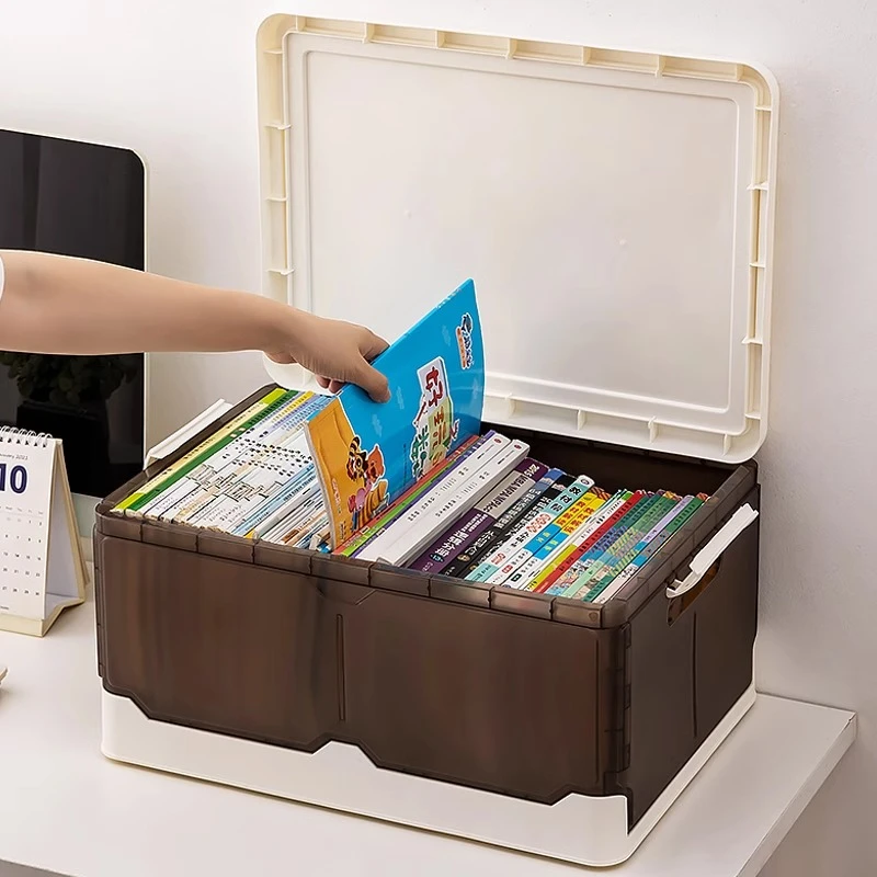 书本收纳盒整理盒折叠收纳筐衣服储物箱子家用大容量超大塑料透明