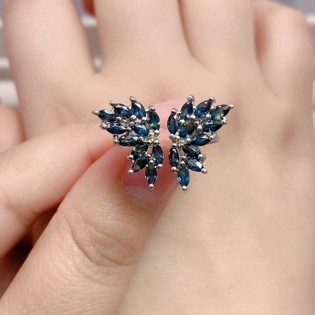 蓝宝石戒指银S925镶嵌戒指