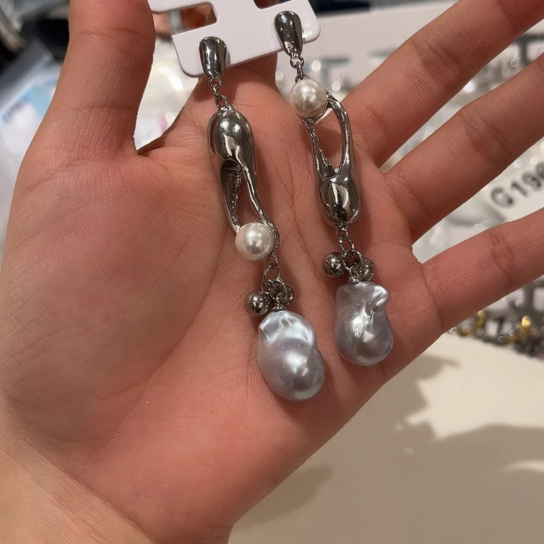 合金淡水珍珠耳饰