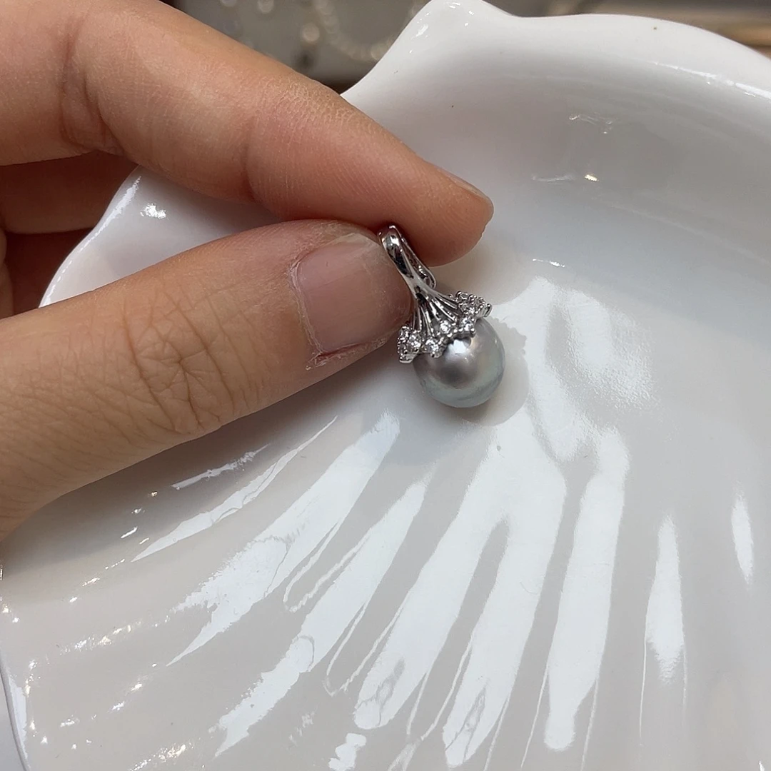 吊坠(不含链)银S925镶嵌海水珍珠
