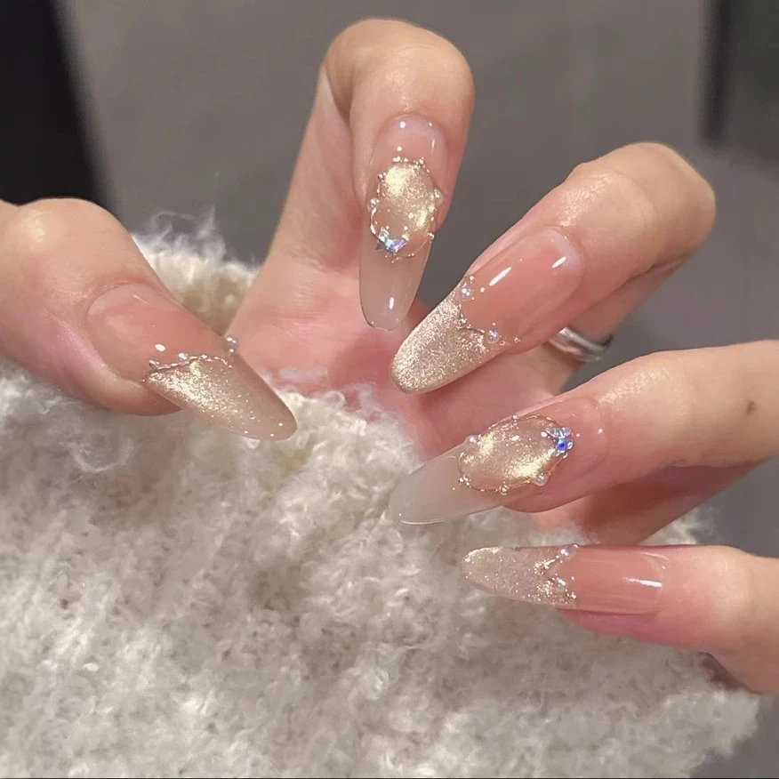 【纸醉金迷】纯手工穿戴甲春夏新款时尚纯欲温柔高级可拆卸美甲贴片