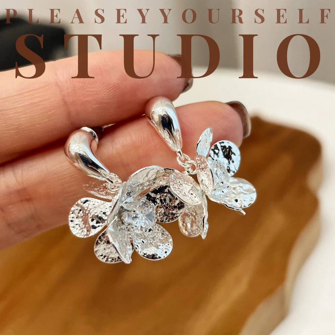 铜合金耳饰 「见花」夏苒原创设计气质百搭花朵高级简约耳钉