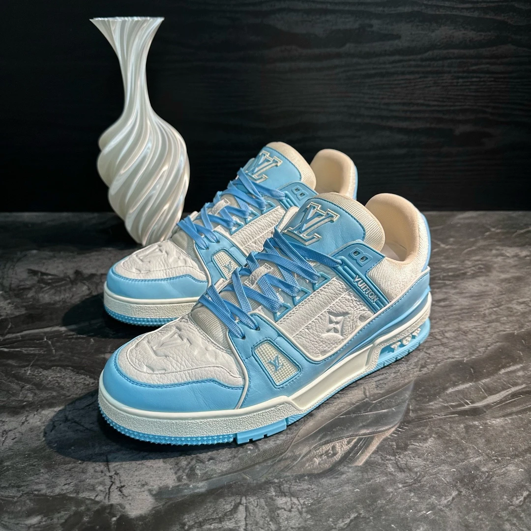 99新 LouisVuitton/路易威登 1973/41.5码/白蓝Trainer板鞋/准新