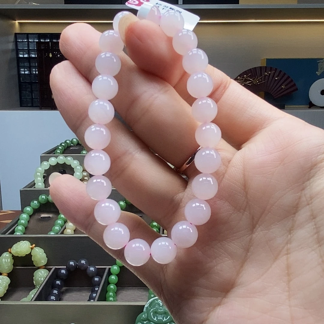 未镶嵌手串和田玉8mm藕粉