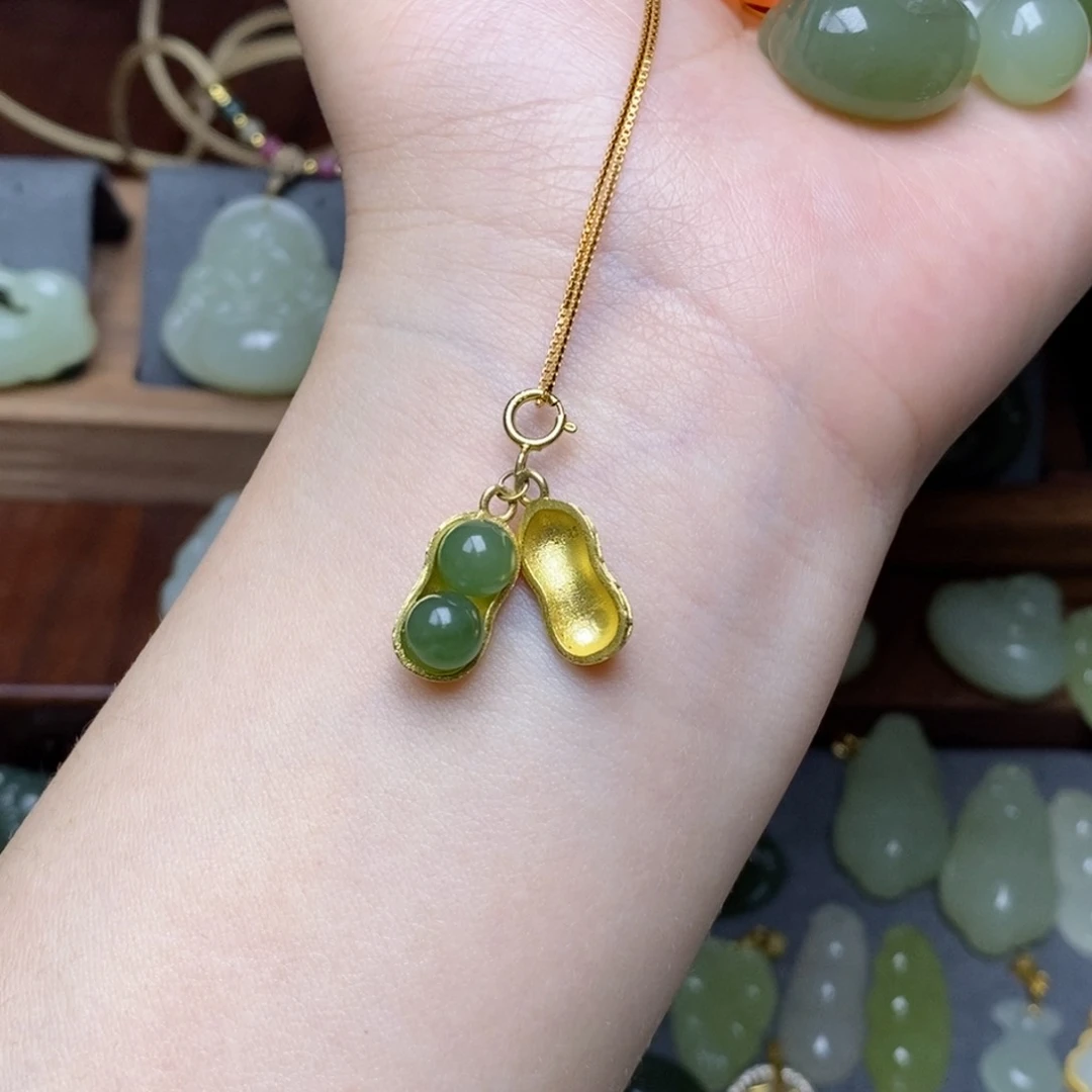 和田玉银S925镶嵌颈饰一套