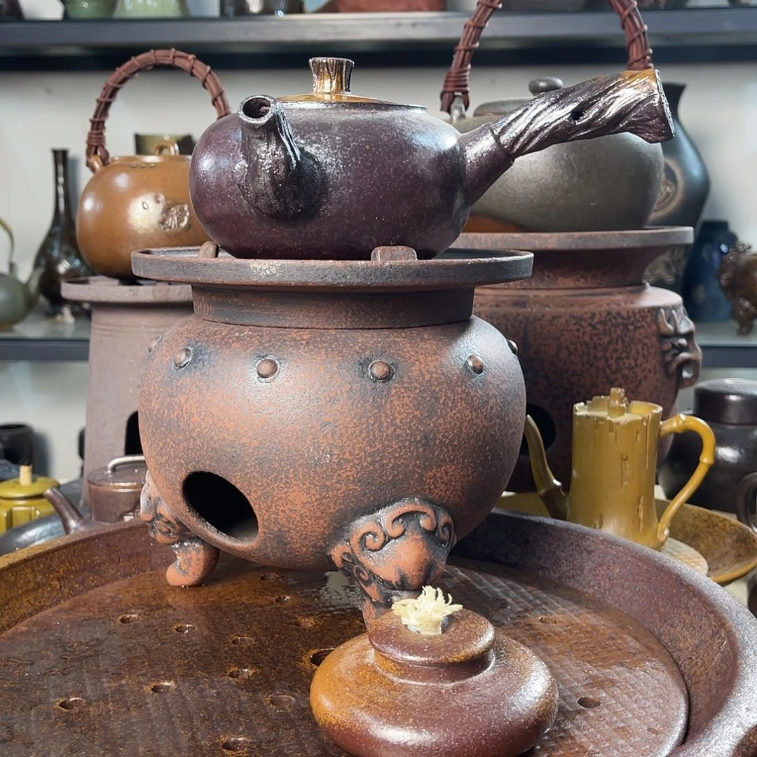 碟紫砂粗陶实用茶器