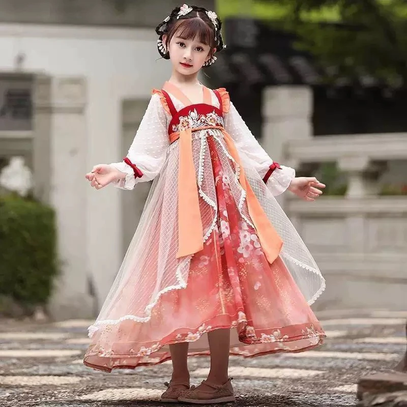 148哈哈家 2025夏款女童高品质古风超汉服连衣裙