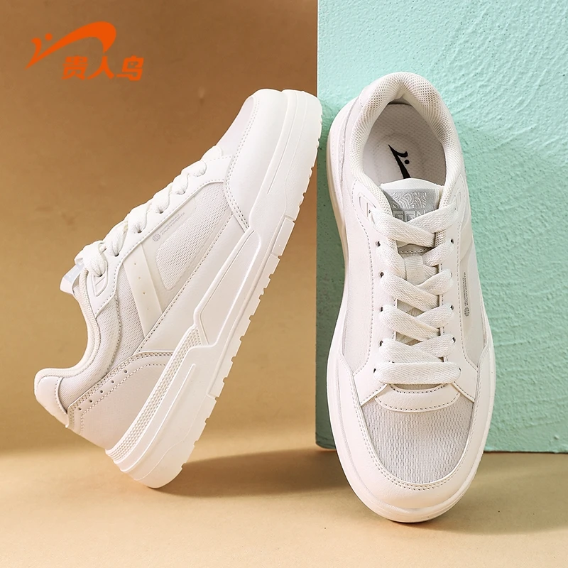 贵人鸟夏季情侣小白鞋时尚百搭潮牌休闲板鞋白色透气网面低帮平底