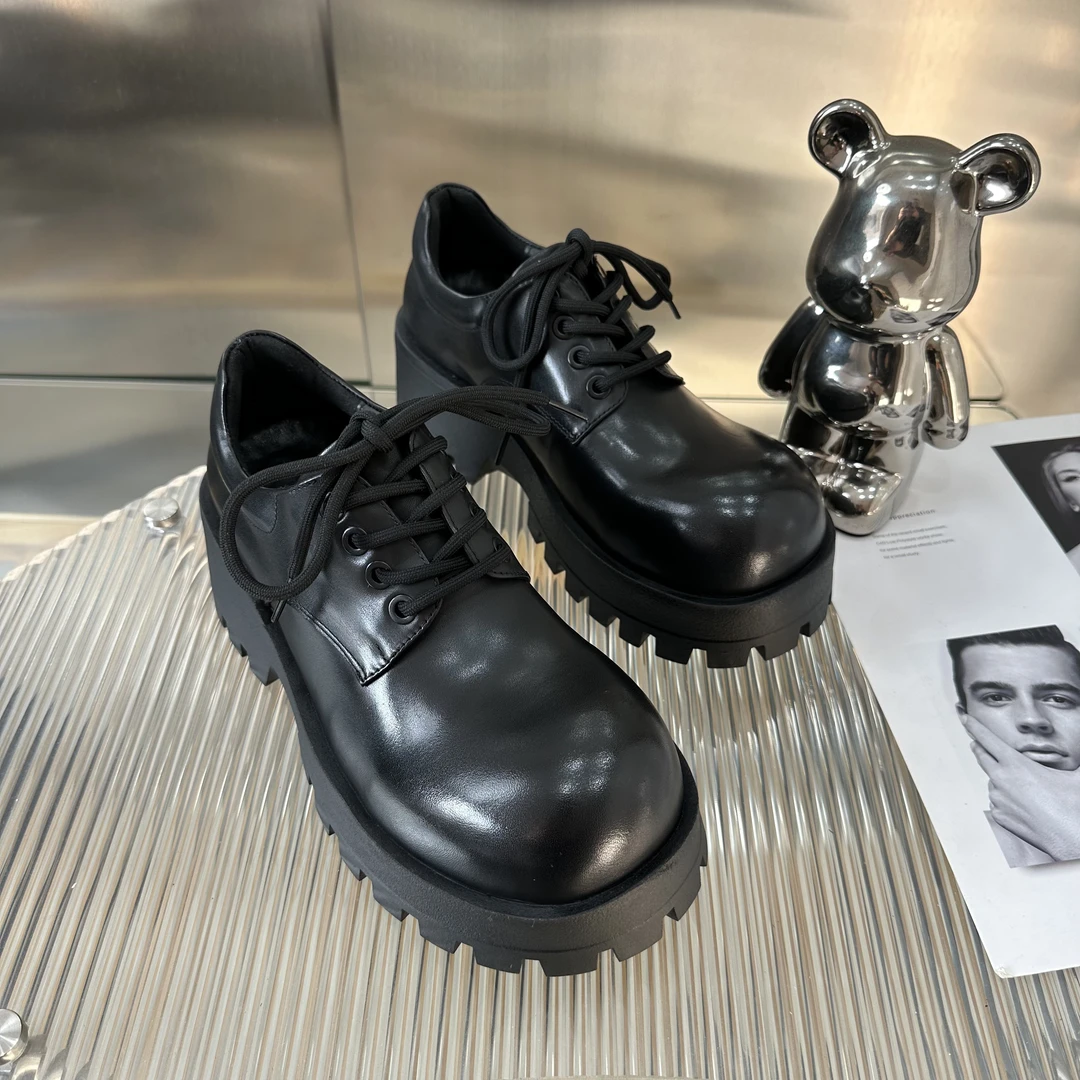 厚底小皮鞋女英伦风2025春季新款真皮松糕单鞋复古欧货大头德比鞋