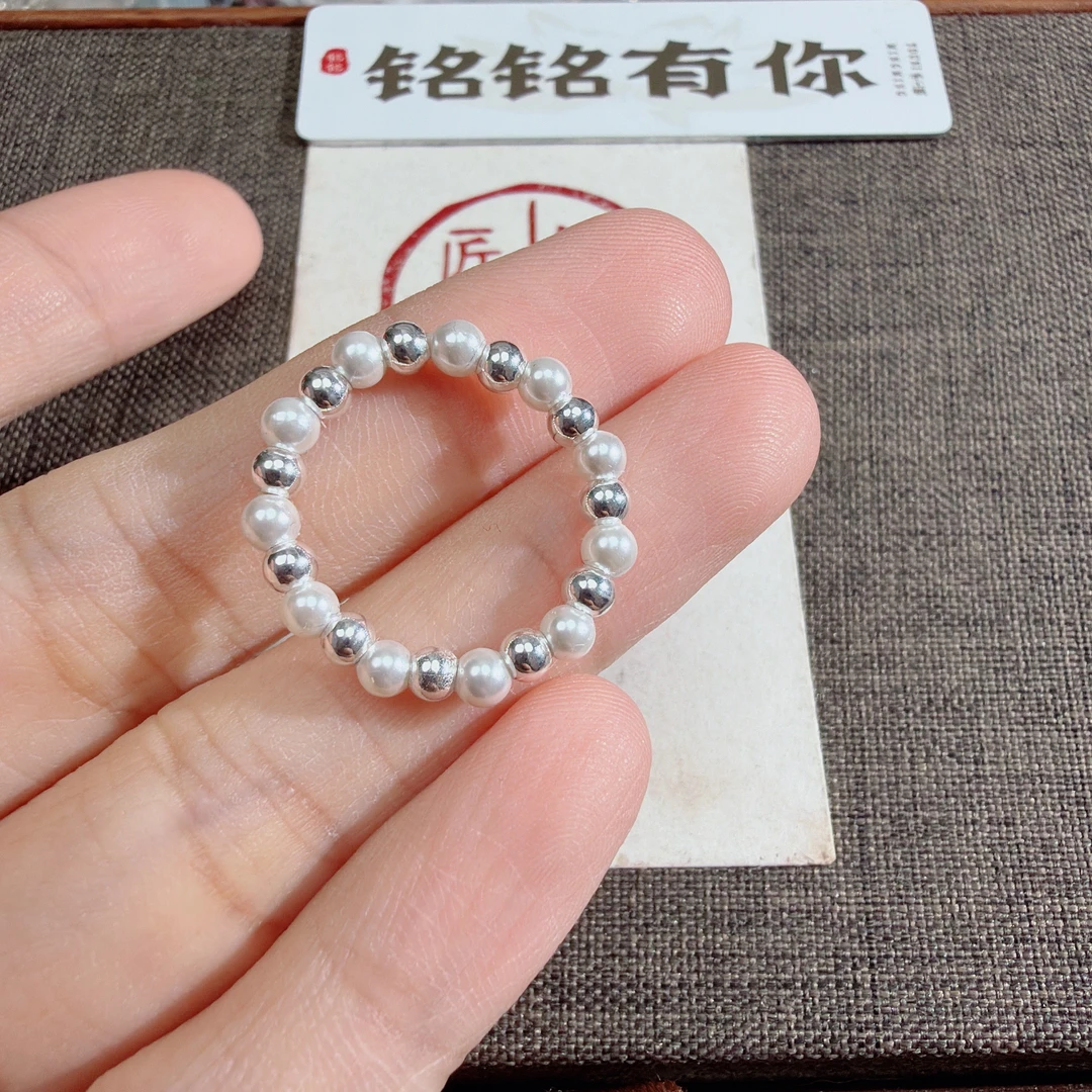 铭铭有你 足银银制品 施家珠/银珠 串珠戒指