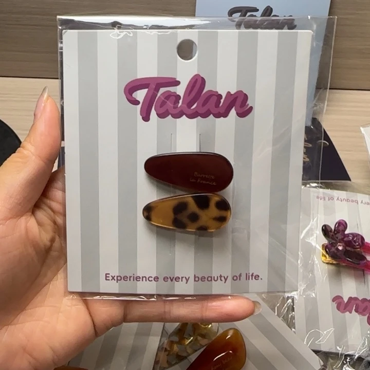 L***时布艺非金属豹纹椭圆水滴鸭夹