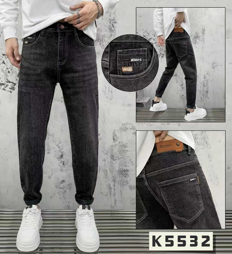 秋季黑灰牛仔裤男款爆款2025新款休闲百搭高腰弹力修身直筒裤子男
