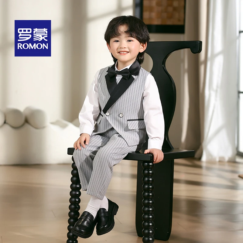 男孩礼服礼服小西服男罗蒙童装英伦演出服婚礼儿童西装花童主持人