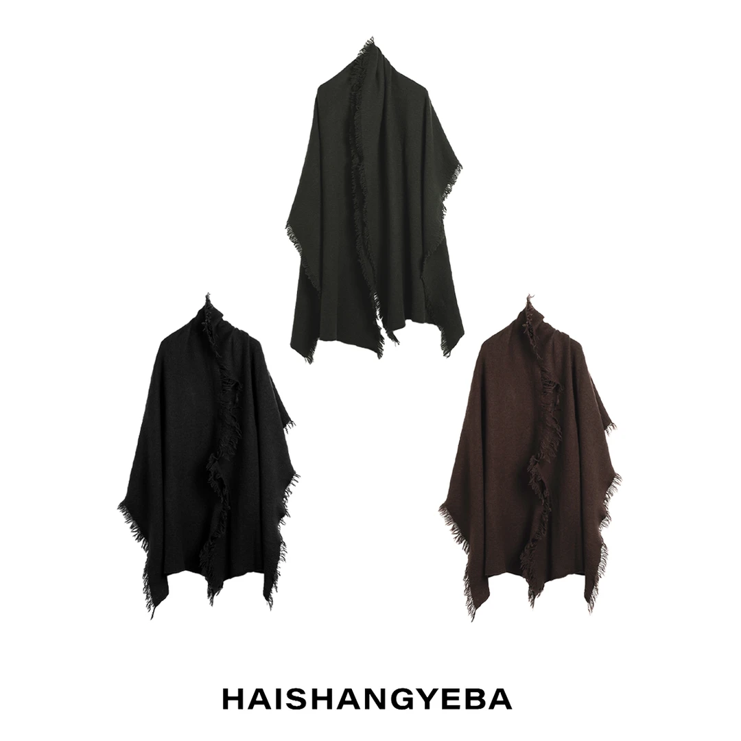 【海上叶爸】新款2025秋冬百搭羊毛纯色毛边保暖简约围巾