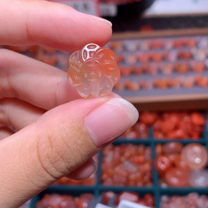 南红玛瑙未镶嵌南红金钱花2