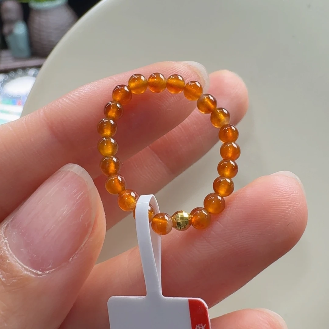 翡翠未镶嵌手链高冰橘红戒圈3.2mm