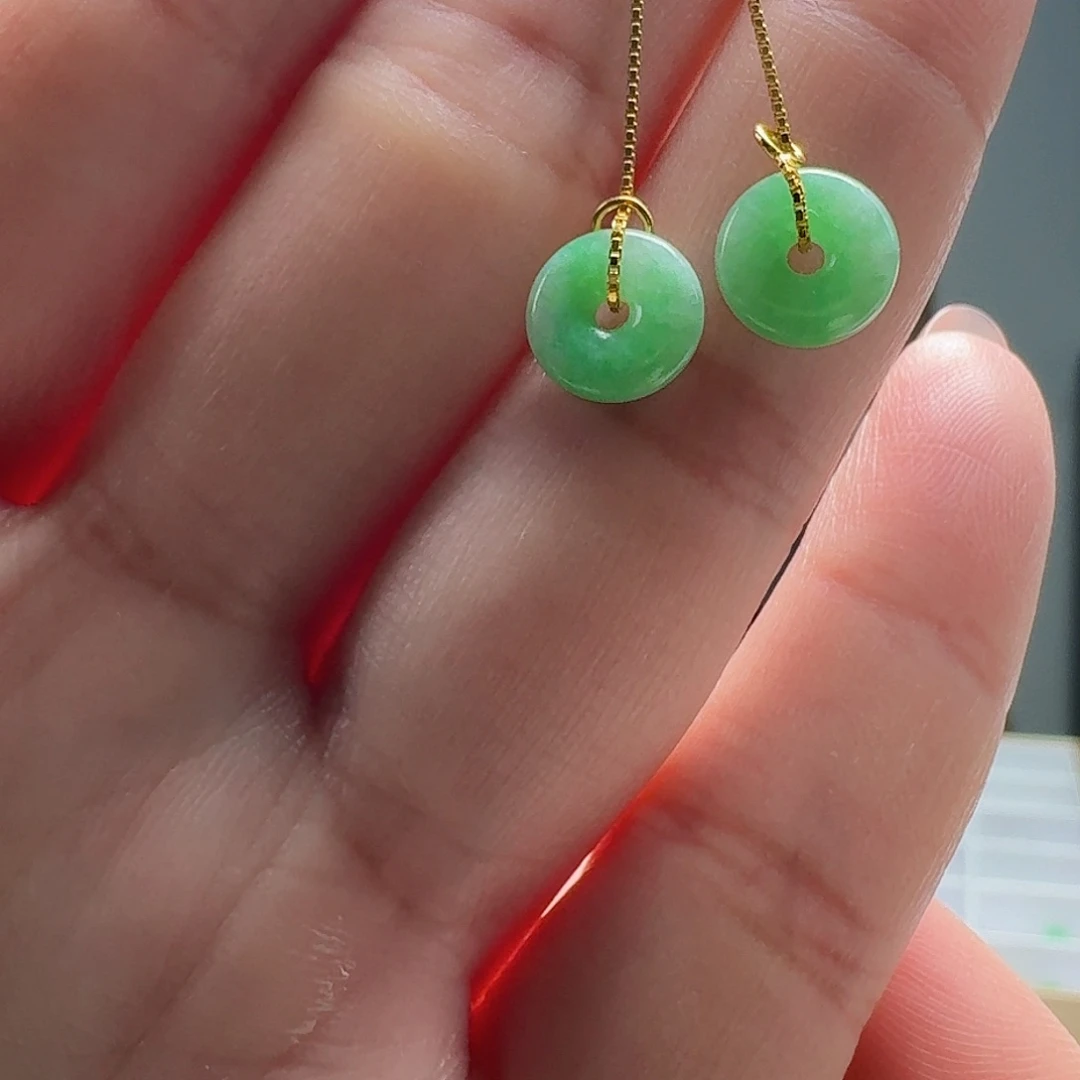 翡翠耳饰银S925镶嵌天然