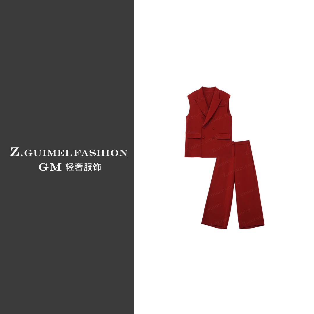 【肆姐高定】设计师款无袖马甲醋酸套装XY2957