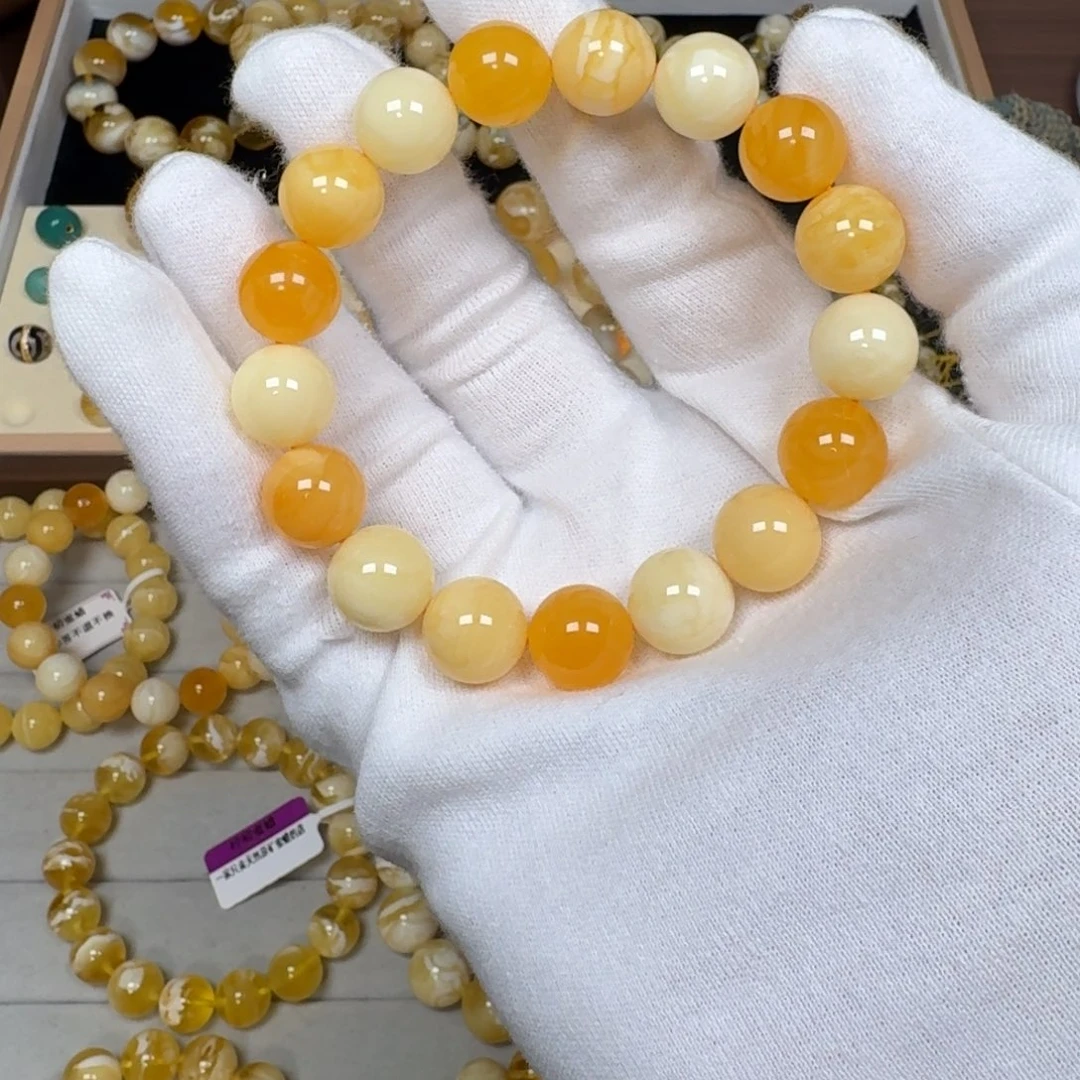 天***5蜜蜡未镶嵌手链焦皮料蜜蜡手串