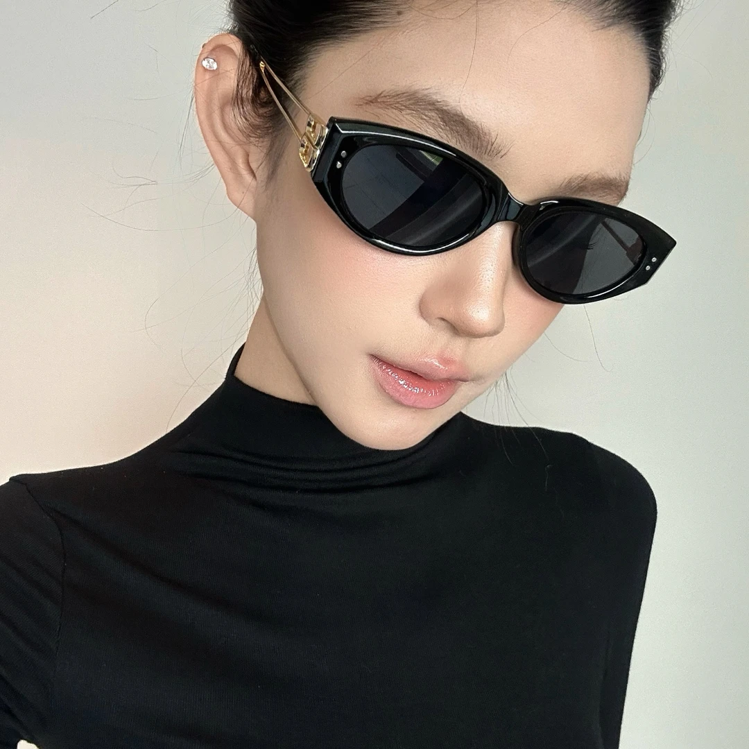 弗瑞姆眼镜老钱风猫眼金属防紫外线高级感窄韩版欧美时尚墨镜0105