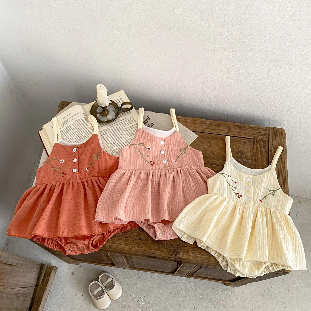 ✨【多款可选】女宝宝夏装哈裙哈衣连体衣0-3岁纯棉婴儿爬服外出服