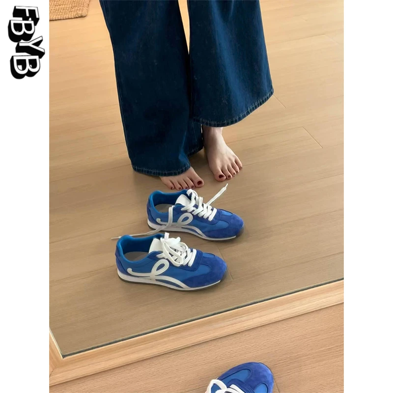 FBYB品牌正品专柜版蓝色厚底德训鞋女复古百搭运动休闲鞋系