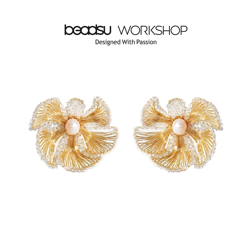 铜合金仿珍珠耳饰 beadsu workshop 植物誌 蕙兰耳环 耳针款