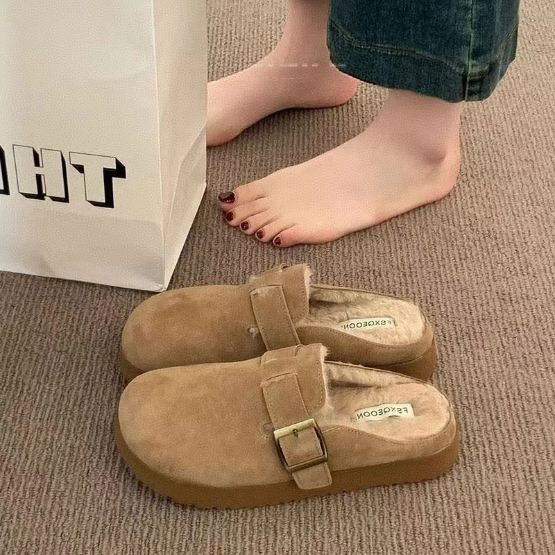 【万达撤柜】厚底毛毛勃肯鞋女半拖秋冬外穿2025新款爆款一脚蹬懒人