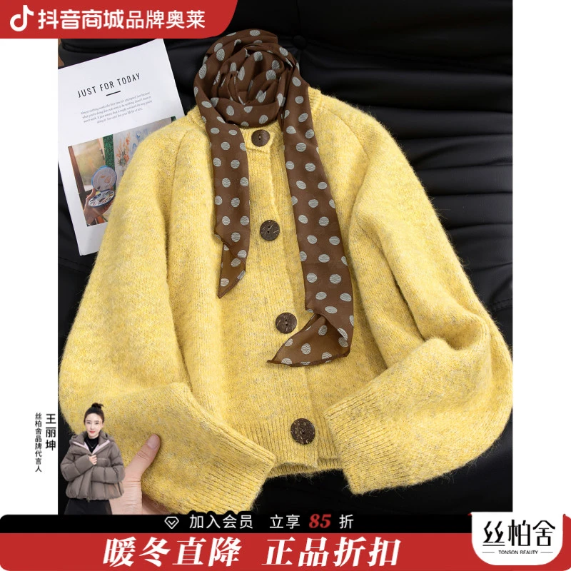 【品牌奥莱】丝柏舍秋装绵羊毛女时尚短款插肩袖毛衣S53X7938M