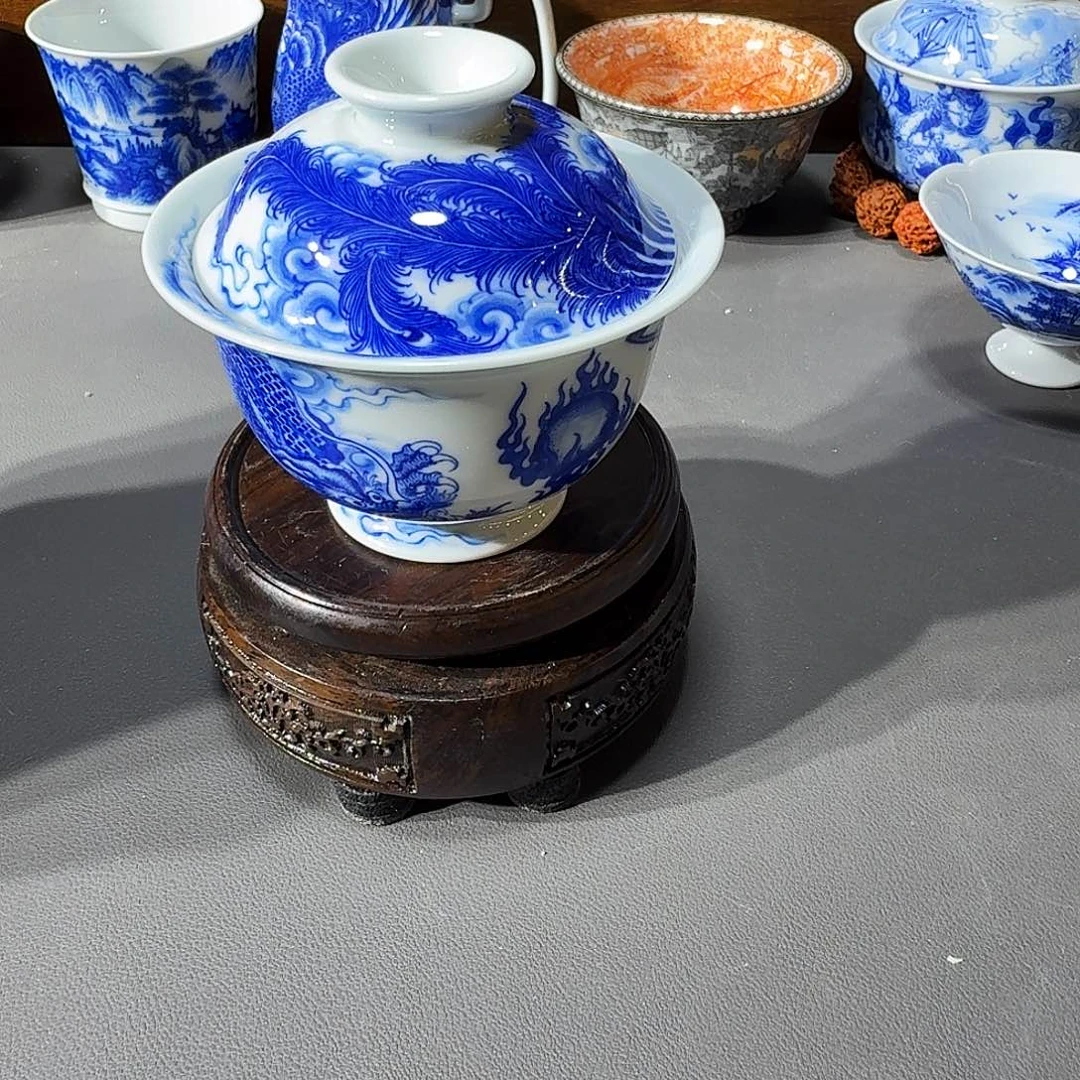 泥塑盖碗手工手绘