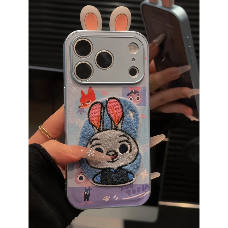 刺绣朱迪适用苹果17p手机壳16pm华为p70金属皮纹防摔小众小米17女