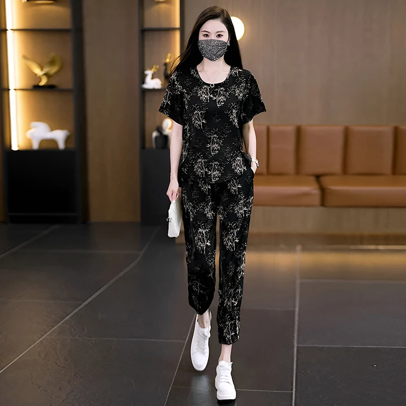 【女神新衣】时尚套装休闲胖妹妹宽松遮肉高级设计感气质两件套