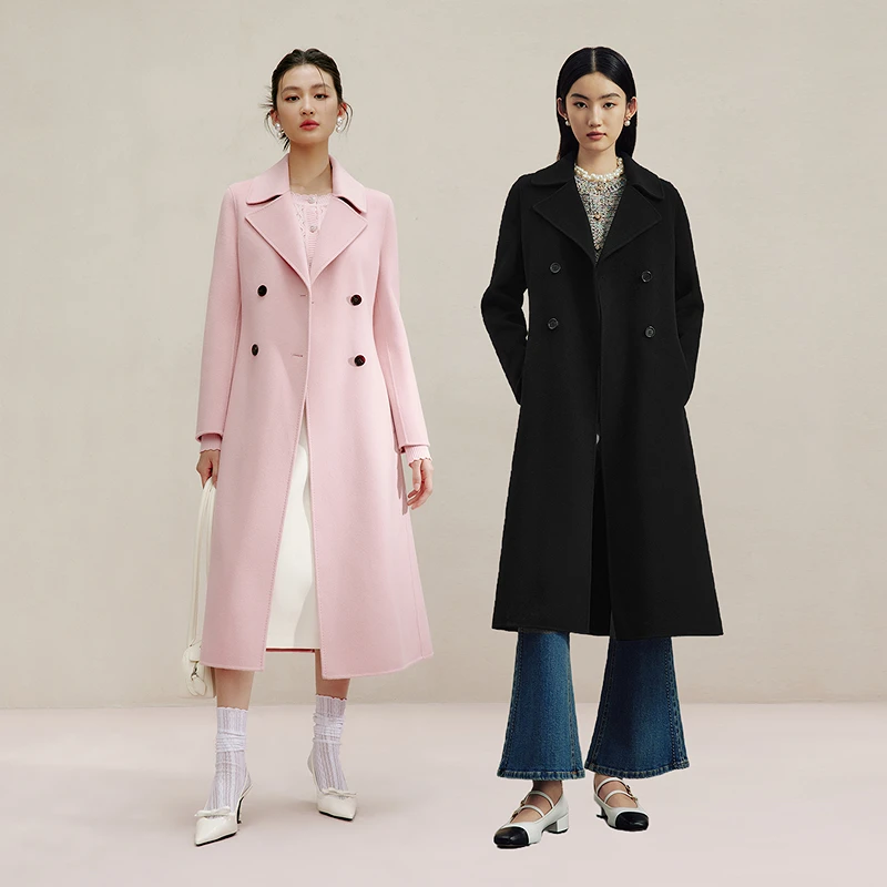 LIME/莱茵冬季商场同款高端气质双面呢长大衣多色LMFD8BHLCK05