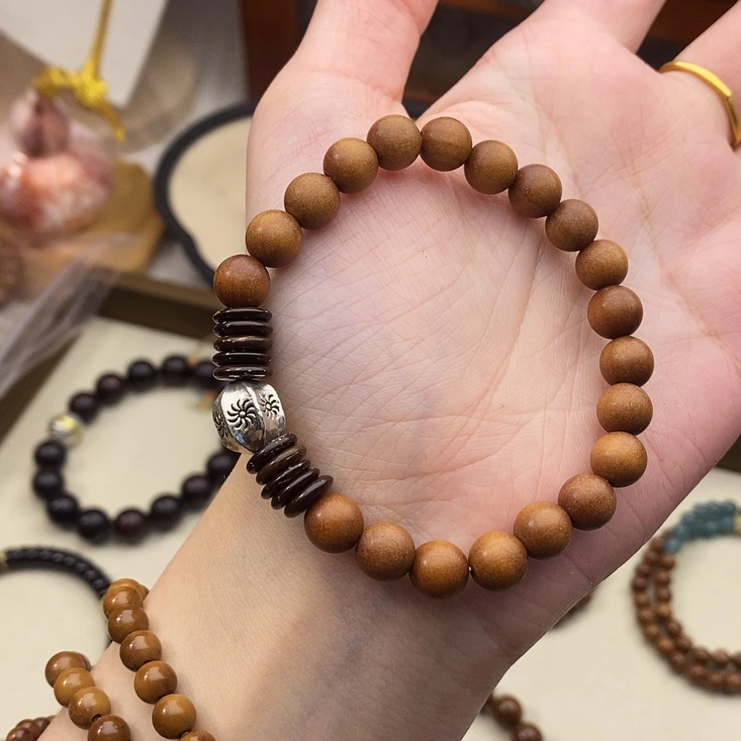 未镶嵌檀香木手串小银