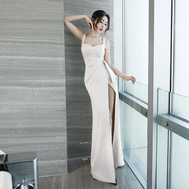 晚礼服女装高端高级感新款新白色气质时尚性感名媛技师裙子