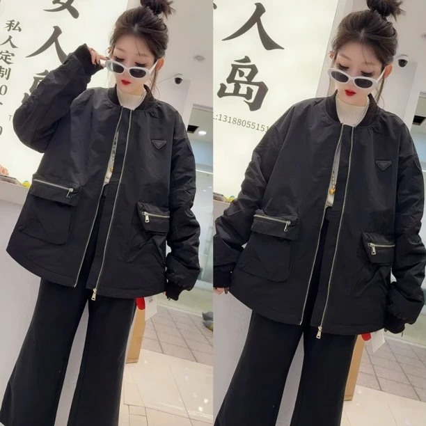 7028三角标洋气夹棉外套（衣长73左右）