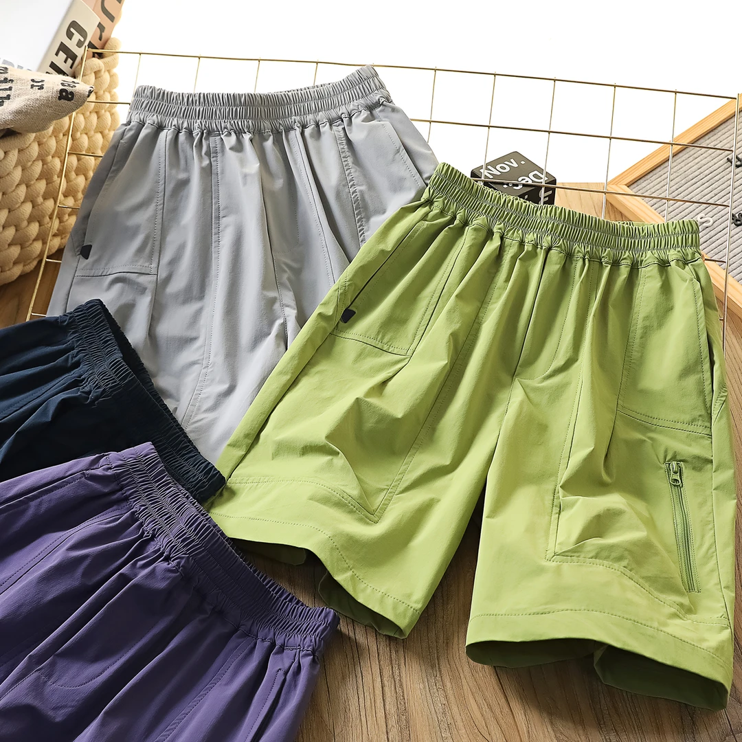 男童夏季休闲拼接拉链口袋工装速干短裤中大童百搭五分裤6377