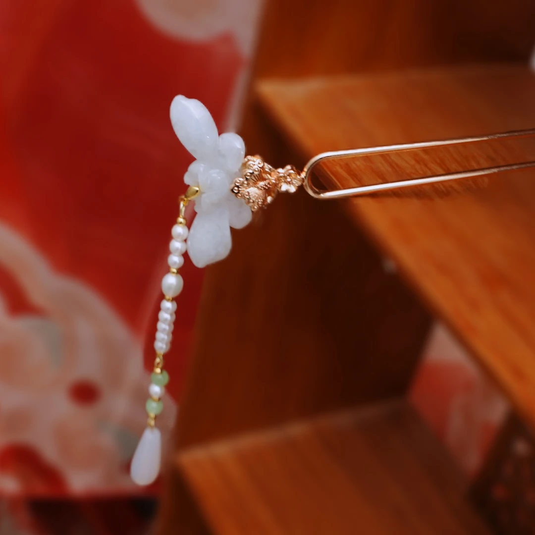 锦簪阁浮力翠翠古风发梳发钗掩鬓纯铜高保色百搭发饰