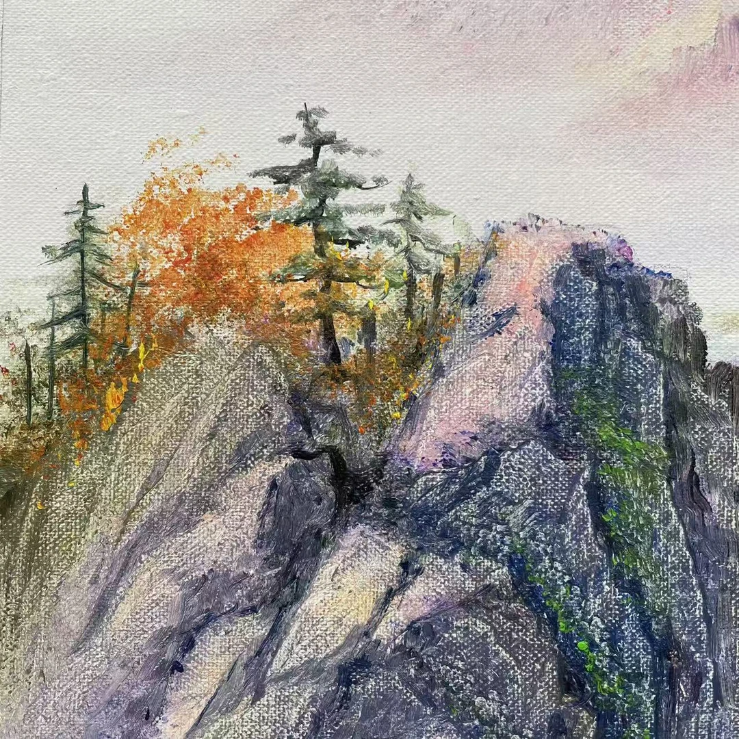 林彦新*** 山水风景-9.24号- 约50*60厘米-手绘油画-麻布