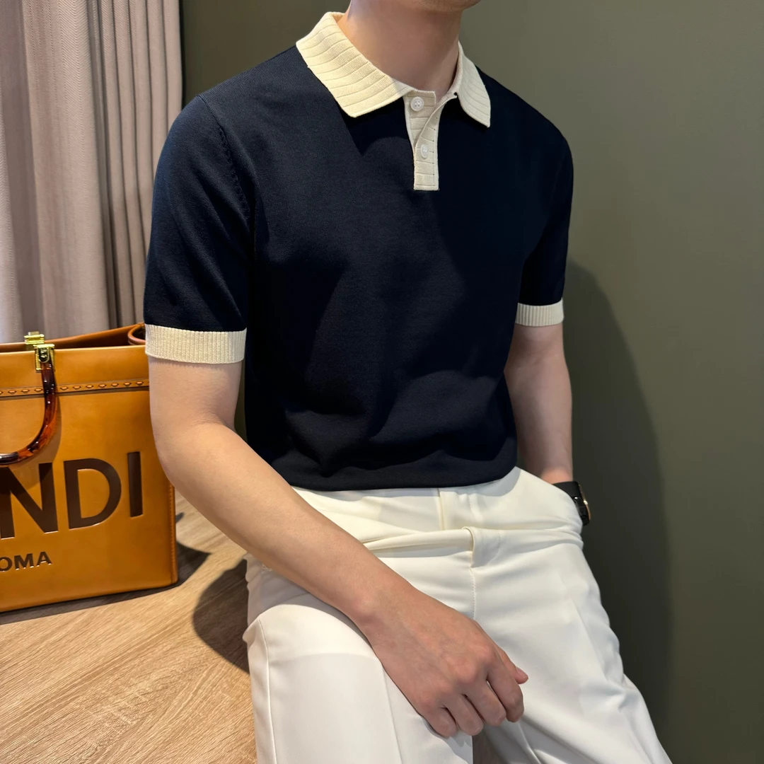 WUSHE物社【轻熟风】夏季男款百搭短袖polo衫简约翻领针织休闲潮T恤