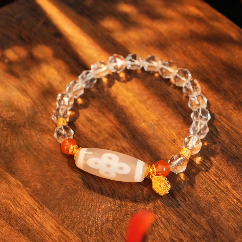 白水晶闪电五Y珠珠玛瑙手串LDX0035