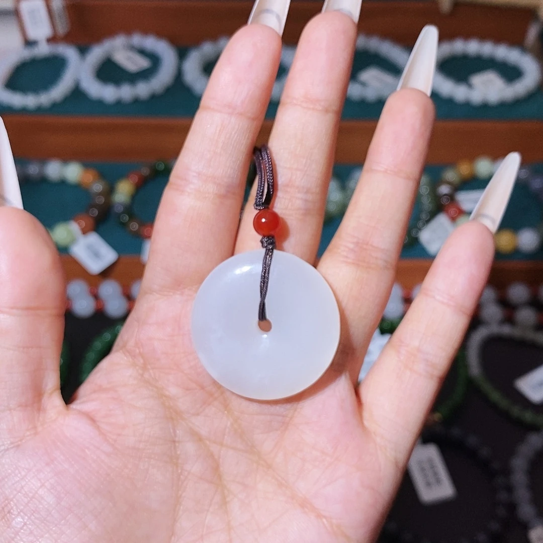 和田玉未镶嵌手链平安扣卡33