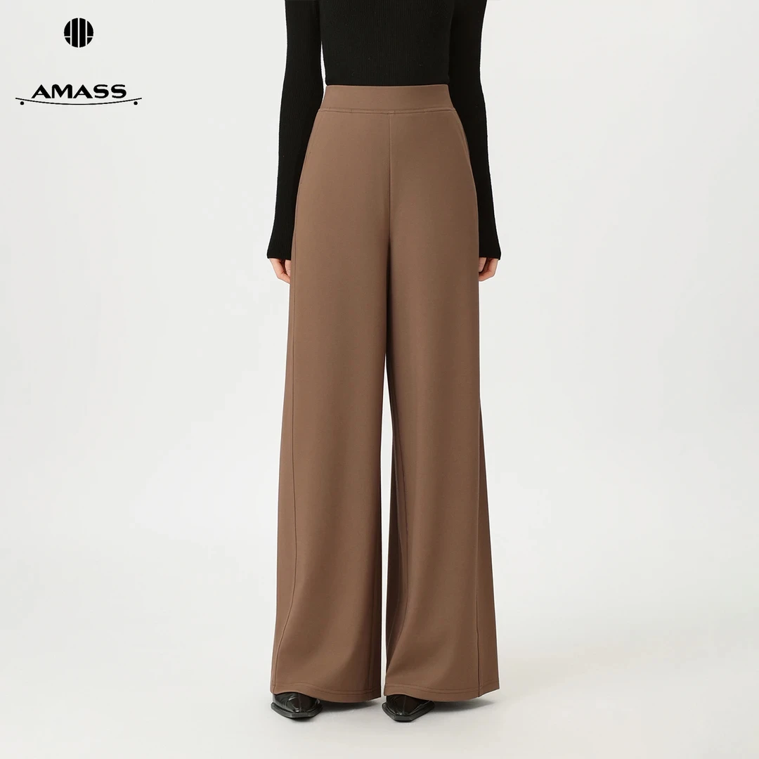 AMASS/阿玛施【琥珀流光】新款百搭复古松紧腰宽松休闲直筒裤510123