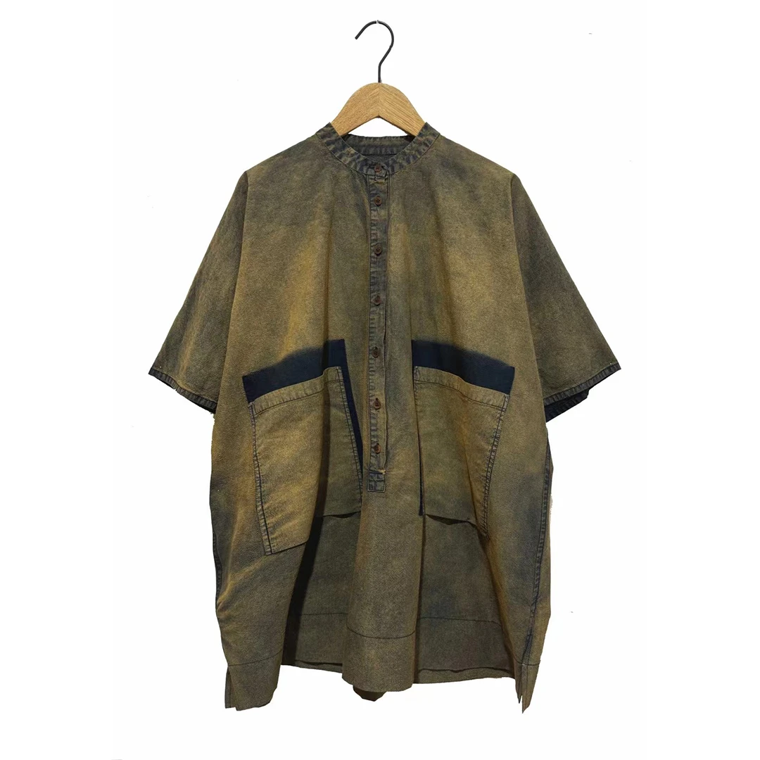 左岸迷香 Z25SS9011 布衣分享原创春夏棉质短袖衬衫上衣男女同款