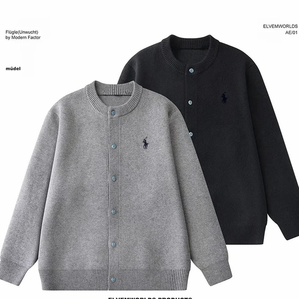 【Wang+】男士针织短款休闲简约潮流百搭春秋宽松开衫86311